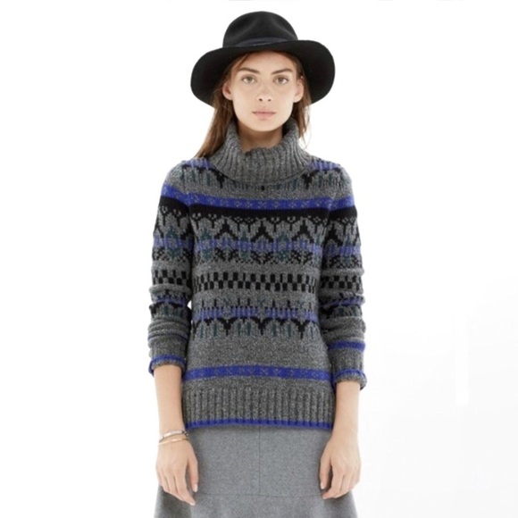 Madewell fair isle 100% merino wool turtleneck